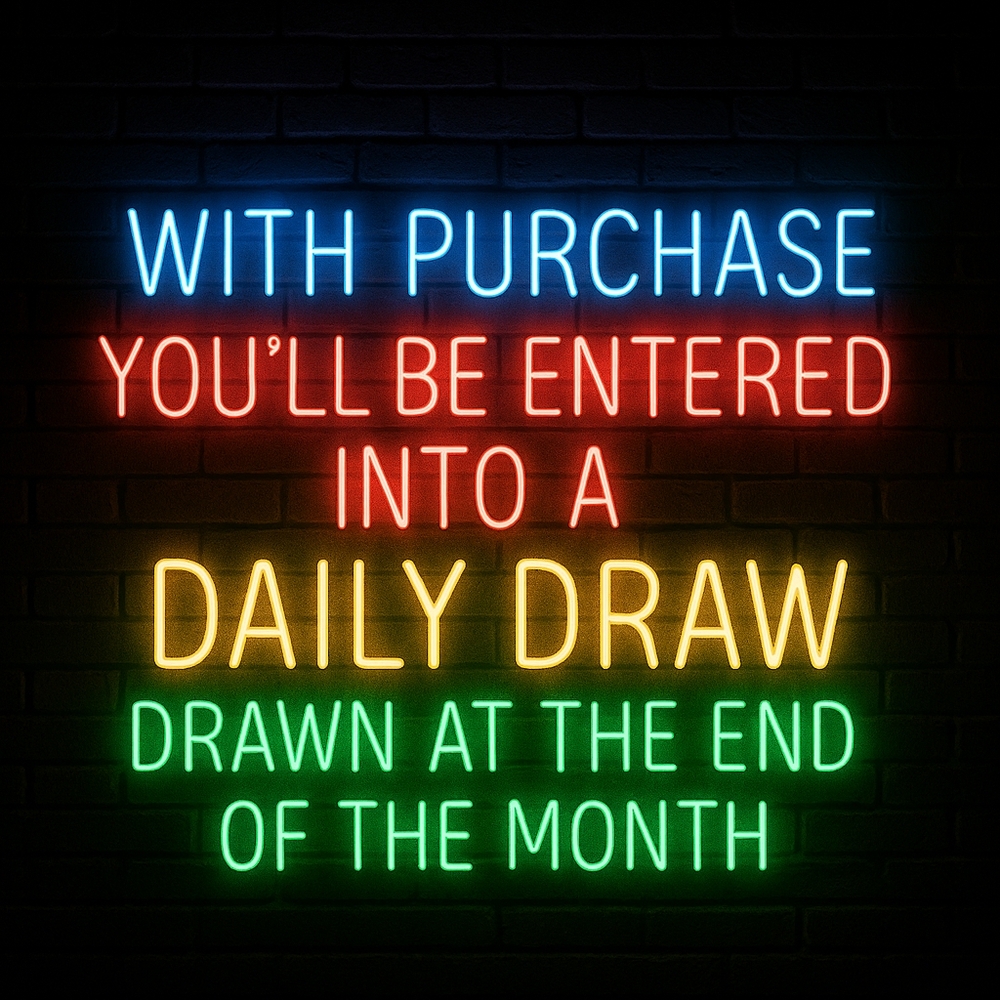 With purchase, you'll be entered into a draw at the end of the month.